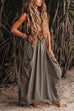 Heididress Side Drawstring Ruched Cotton Linen Baggy Maxi Skirt