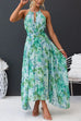 Heididress V Neck Waisted Cut Out Floral Pleated Maxi Dress