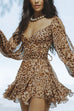 Heididress Wrap V Neck Cold Shoulder Leopard Mini Dress