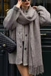 Heididress Button Down Pocketed Winter Knit Coat with Scarf