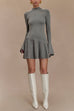 Heididress Mockneck Bell Sleeves Ruffle Mini Sweater Dress