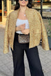 Heididress Stand Collar Zip Up Pocketed Sequin Jacket