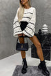 Heididress Lantern Sleeves Color Block Chunky Knit Sweater