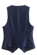 V Neck Button Front Pocketed Waistcoat