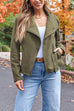 Heididress Zip Up Pocketed Faux Suede Moto Jacket(in 7 Colors)