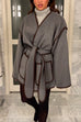 Heididress Open Front Pocketed Splice Coat with Belt