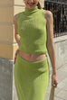 Heididress Cowl Neck Sweater Top and Elastic Waist Maxi Skirt Set