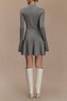 Heididress Mockneck Bell Sleeves Ruffle Mini Sweater Dress