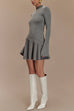 Heididress Mockneck Bell Sleeves Ruffle Mini Sweater Dress