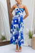 Halter Backless Printed Flowy Maxi Holiday Dress