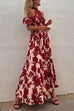 Off Shoulder High Waist Floral Print Ruffle Maxi Dress