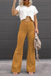 Heididress One Button Corduroy Flare Pants with Pockets