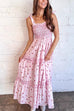 Heididress Tie Shoulder Splice Floral Print Ruffle Maxi Cami Dress