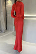 Heididress Round Neck Long Sleeves Satin Maxi Party Dress