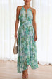 Heididress V Neck Waisted Cut Out Floral Pleated Maxi Dress