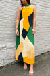 Heididress Halter Backless Color Block Printed Maxi Pleated Dress