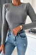 Heididress Crewneck Solid Ribbed Knit Fitted Top(5 Colors Available!)