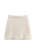 Heididress Elastic Waist Frayed Hem Knit Mini Skirt