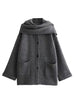 Heididress Button Down Pocketed Winter Knit Coat with Scarf