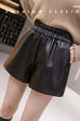 Heididress Elastic Waist Pocketed Faux Leather Shorts