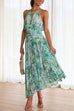 Heididress V Neck Waisted Cut Out Floral Pleated Maxi Dress