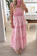 Heididress Tie Shoulder Splice Floral Print Ruffle Maxi Cami Dress