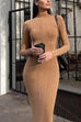 Heididress Mockneck Long Sleeves Bodycon Knit Maxi Dress