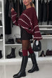 Heididress Lantern Sleeves Color Block Chunky Knit Sweater