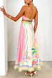 Halter Lace-up Backless Rio Print Maxi Dress