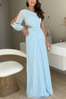 One Shoulder Slit Sleeve Cut Out Flowy Maxi Dress