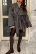 Heididress Open Front Pocketed Splice Coat with Belt