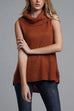 Heididress Cowl Neck Side Slit Sleeveless Sweater Vest