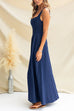 Adjustable Strap Sleeveless Denim Swing Maxi Dress