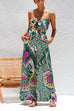 Spaghetti Strap Tie Knot Front Wide Leg Printed Jumpsuit