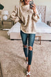 Heididress Crewneck Drop Shoulder Leopard Slouchy Sweater