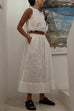 Heididress Elastic Waist Lace Hollow Out Pocketed Maxi Skirt