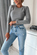 Heididress Crewneck Solid Ribbed Knit Fitted Top(5 Colors Available!)