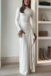 Long Sleeves Draped Slit Maxi Party Dress