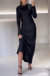 Heididress Round Neck Long Sleeves Satin Maxi Party Dress