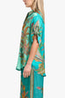 Heididress Roll Up Short Sleeves Shirt and Wide Leg Pants Printed Satin Set