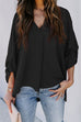 Heididress V Neck Roll Up Long Sleeves Blouse Shirt