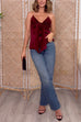 Strapless V Neck Velvet Bow Top