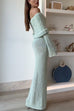 Heididress Off Shoulder Hollow-out Knit Stretchy Maxi Dress