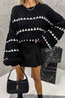 Heididress Lantern Sleeves Color Block Chunky Knit Sweater