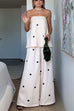 Heididress Polka Dot Strapless Top and Wide Leg Palazzo Pants Set