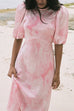 Puff Sleeves Peony Swirl Print Maxi Dress