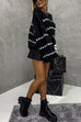 Heididress Lantern Sleeves Color Block Chunky Knit Sweater