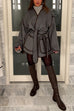 Heididress Open Front Pocketed Splice Coat with Belt