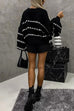 Heididress Lantern Sleeves Color Block Chunky Knit Sweater