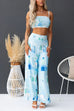 Crop Cami Top and Elastic Waist Wide Leg Pants Printed Set